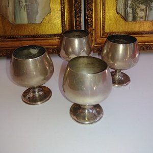 Set of 4 Sterling Silver 2.9 ounce Mini Cordial Chalice Goblet Shot Cup 2"tall